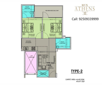 1bhk flat floor plan -MVN Aero One